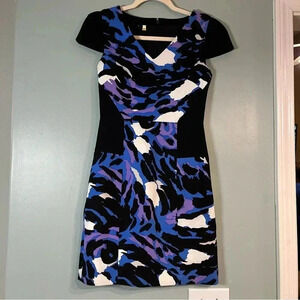 Anthropologie 4c women’s tailored dress purple black blue size 0